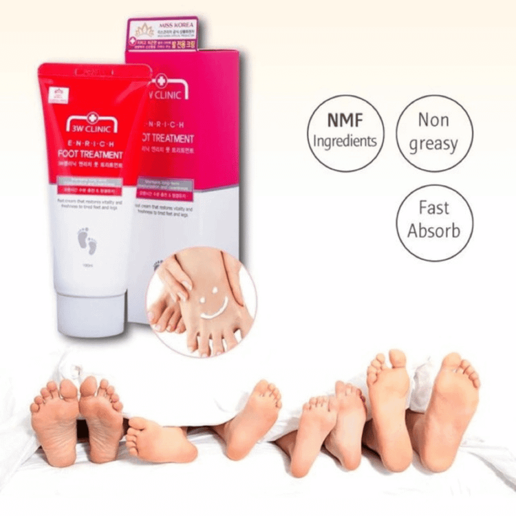 لوسیون ترمیمکننده ترک پا 3W Clinic، مناسب برای پوستهای خشک و ترکخورده پا