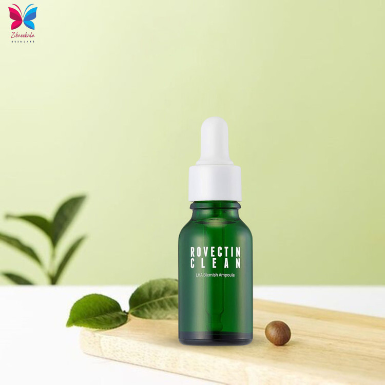 پوستی شفاف و بدون لک امپول LHA برند Rovectin، کمک به کاهش جوش، تنظیم چربی پوست و روشن شدن لکها.