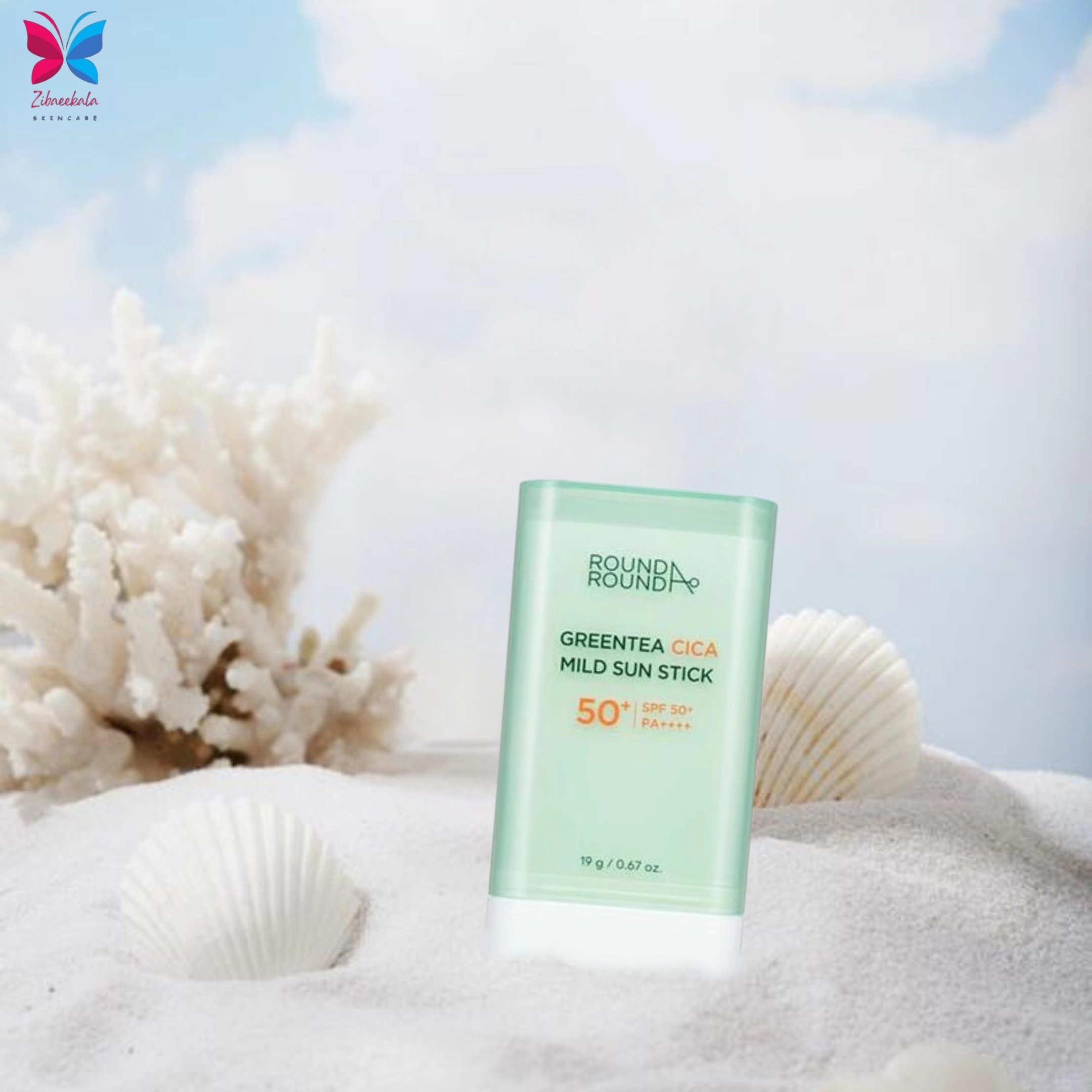 Round A'Round Greentea Cica Sun Stick ضد آفتاب استیکی کره ای