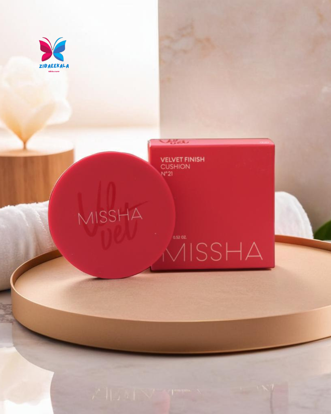 کوشن میشا ولوت فینیش - بهترین انتخاب برای یک آرایش بینقص با پوشانندگی فوقالعاده و بافت مخملی.