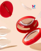 کوشن آرایشی میشا مدل Velvet Finish - ترکیب کرمپودر و ضدآفتاب با جلوه طبیعی، کنترل چربی و رطوبترسانی عمیق