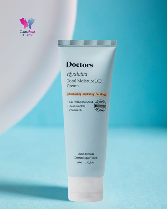 کرم Doctors Hyalcica با فرمولاسیون هیالورونیک اسید و سنتلا برای رطوبترسانی عمیق