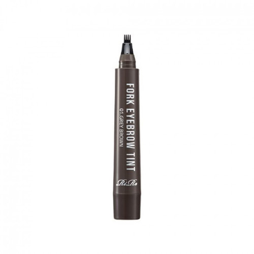 صویر ماژیک ابرو هاشور زن چنگالی RIRE Fork Eyebrow Tint در رنگ قهوهای تیره، با تمرکز بر اپلیکاتور چهار شاخه (4-Tip) برای ایجاد خطوط مویی طبیعی