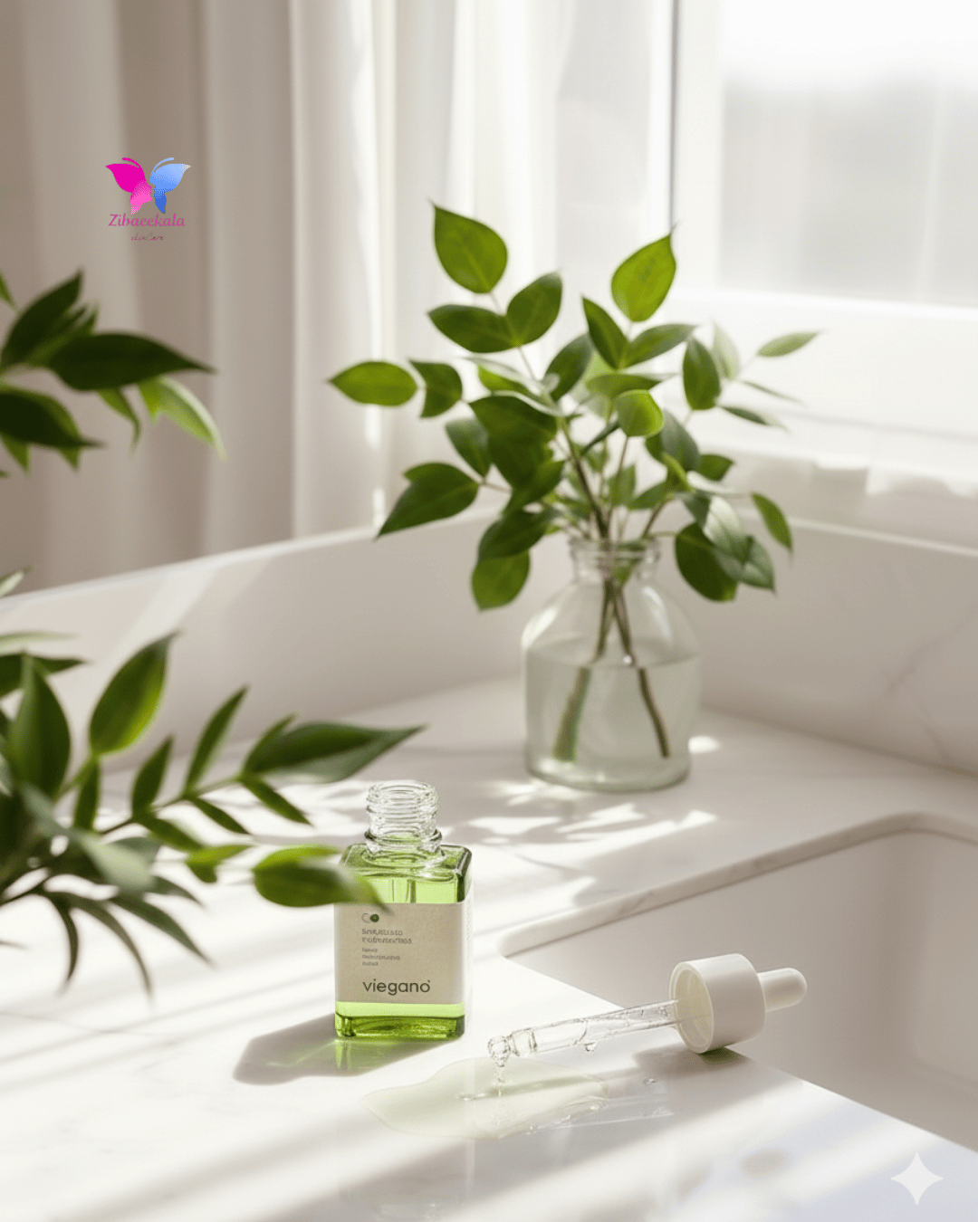 سرم جوان‌ساز باکوچیول ویگانو برای کاهش خطوط ریز و افزایش شفافیت پوست، حاوی ویتامین E.