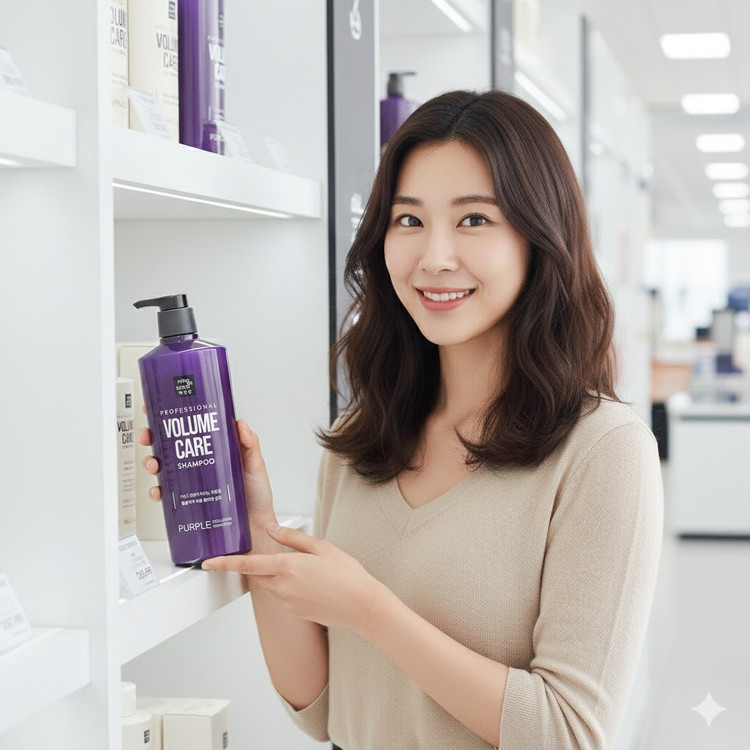 شامپو کلاژن بنفش Mise en Scène برای افزایش حجم و ضخامت موهای نازک