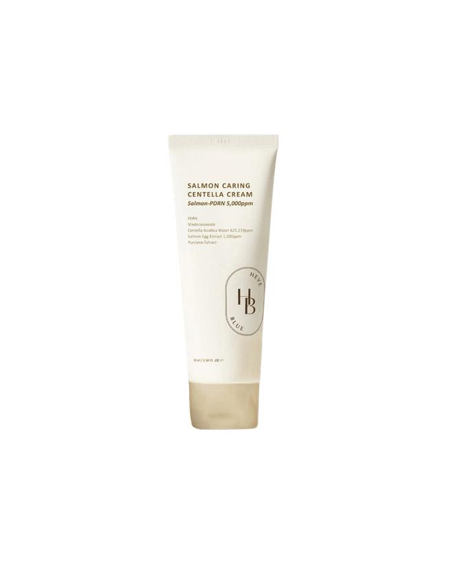 کرم ترمیمی هو بلو (Heve Blue) حاوی عصاره سالمون و سنتلا آسیا تیکا برای بازسازی پوست