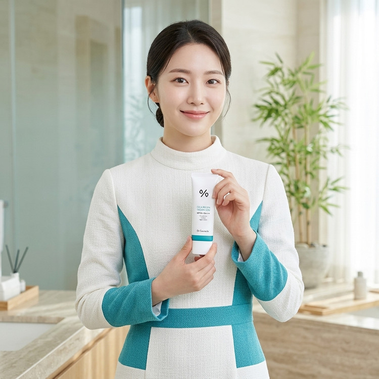 بستهبندی و بافت ژل-کرمی ضدآفتاب سیکا رِجِن وگان دکتر سِوراکل با محافظت SPF 50+ و رنگ شفاف روی پوست