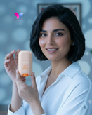 نمای نزدیک استیک ضد آفتاب و پرایمر DR.F5 Airy Fit روی سنگ معدنی در زیبایی کالا
