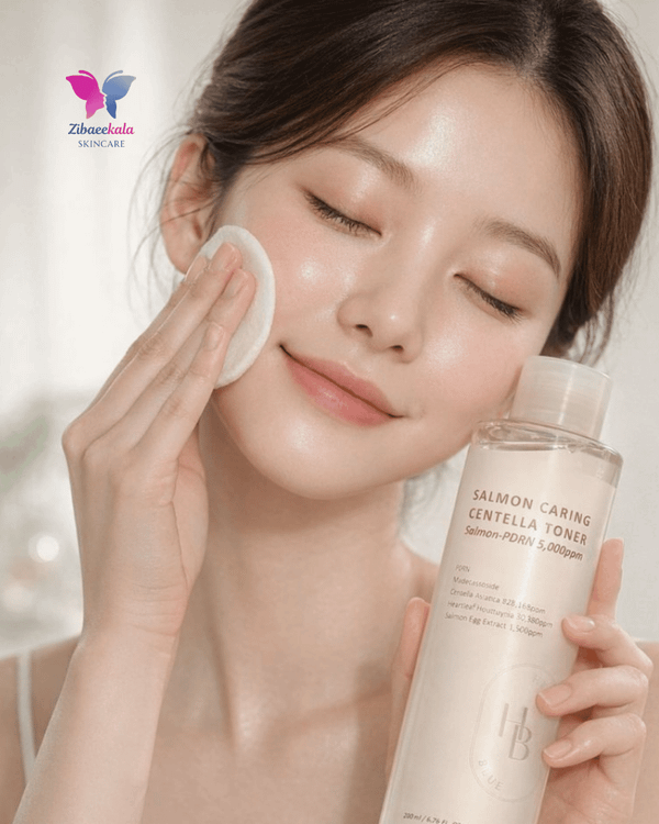 تونر ترمیم کننده و آبرسان سنتلا و سالمون هوبلو مدل Salmon Caring Centella